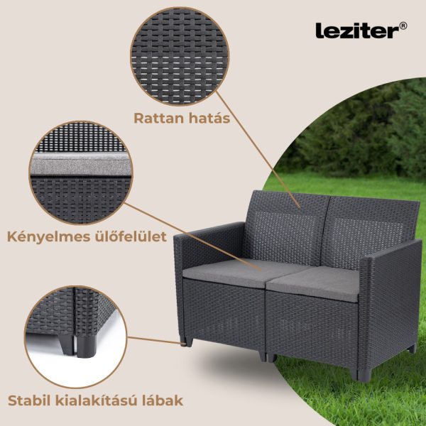 Claire 2 üléses műrattan kerti kanapé - Image 4