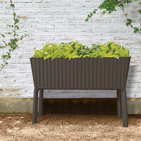 Splendor megemelt műanyag kerti virágláda 120l fonott rattan - Image 2
