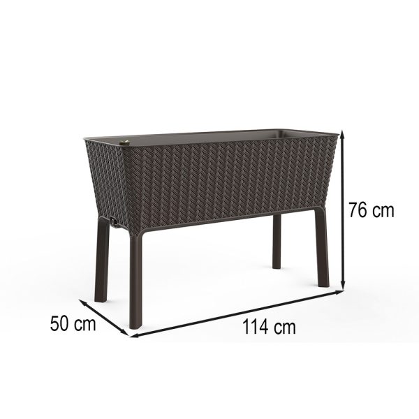 Splendor megemelt műanyag kerti virágláda 120l fonott rattan - Image 3