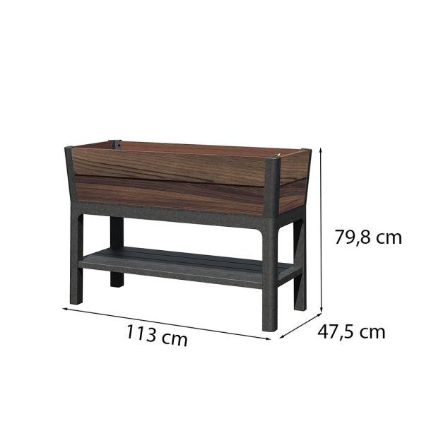 Deco elevated műanyag kerti virágláda alsó polccal 110L - Image 3
