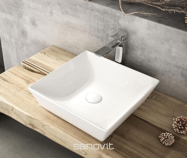 Sanovit DECENTE - PULTRA ültethető - Top Counter - porcelán mosdó -  - 40 x 40 cm - Image 6