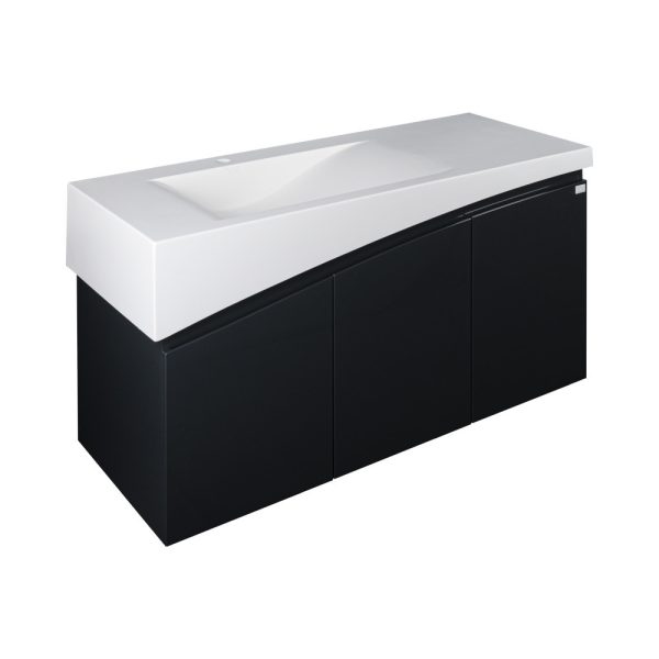 TMP SMYRNA 120 - FEKETE - fali fürdőszobabútor - Akrivit öntött műmárvány mosdóval - 120 x 48,5 cm - Image 2