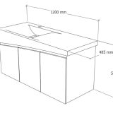 TMP SMYRNA 120 - FEKETE - fali fürdőszobabútor - Akrivit öntött műmárvány mosdóval - 120 x 48,5 cm - Image 6