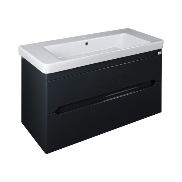 TMP SHARP 105 - FEKETE - fali fürdőszobabútor- Sanovit LUXURY 11105 mosdóval - 105 x 46 cm - Image 2