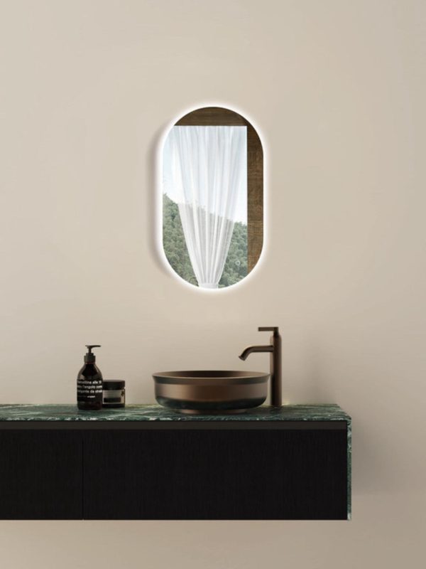 Viva AURA PINO 50 fürdőszoba tükör - hókuszpókusz kapcsoló - AMBIENT LED - OVÁLIS - ÁLLÓ - 50x90 cm - Image 5