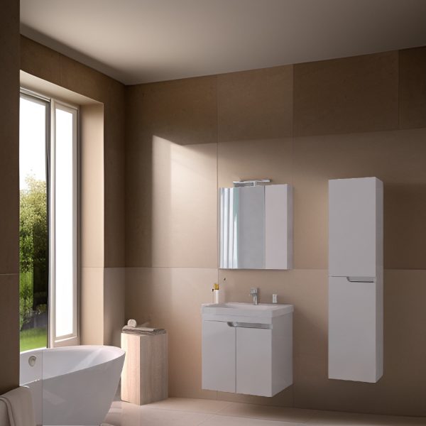 PIRAMIDA EURIDIKA 60LH fali függesztett fürdőszobabútor - öntött műmárvány mosdóval -60 x 60 x 38 cm - 8360LHXX - Image 8