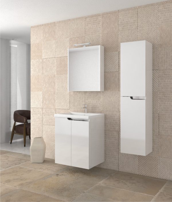 PIRAMIDA EURIDIKA 60LH fali függesztett fürdőszobabútor - öntött műmárvány mosdóval -60 x 60 x 38 cm - 8360LHXX - Image 9