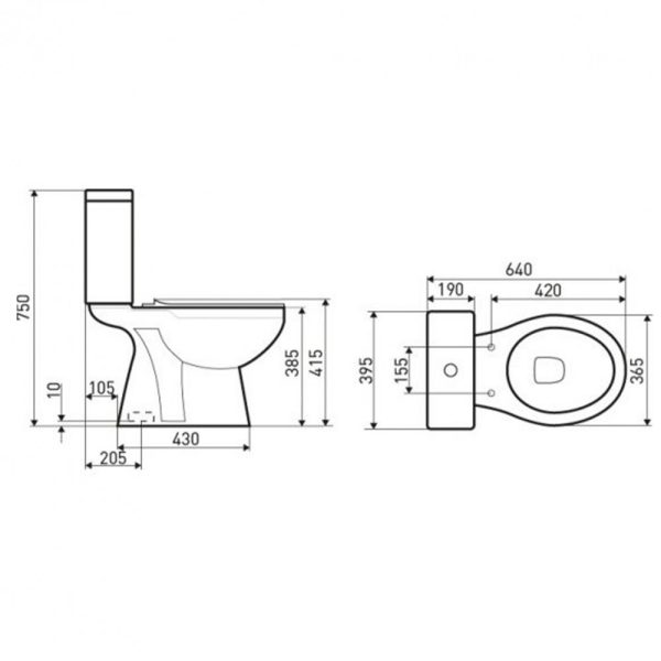 C-CLEAR monoblokkos WC alsó kifolyással ülőkével - Image 2