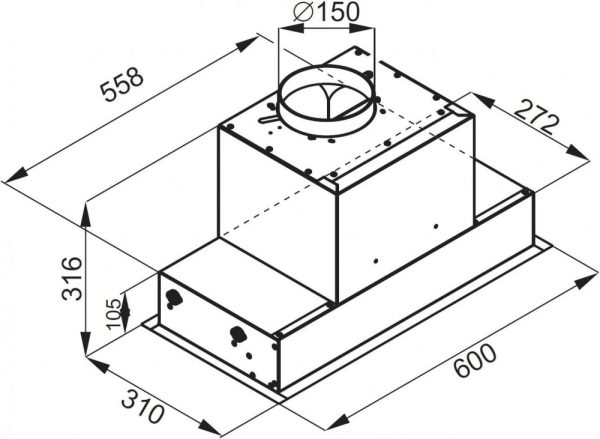Ciarko Design Su Mini 60 cm fekete üveg beépíthető páraelszívó - Image 5