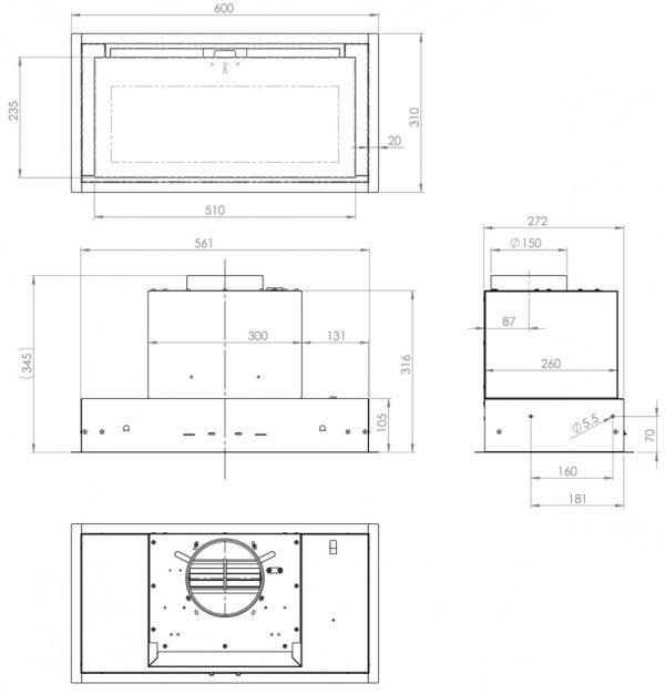 Ciarko Design Su Mini 60 cm fekete üveg beépíthető páraelszívó - Image 6