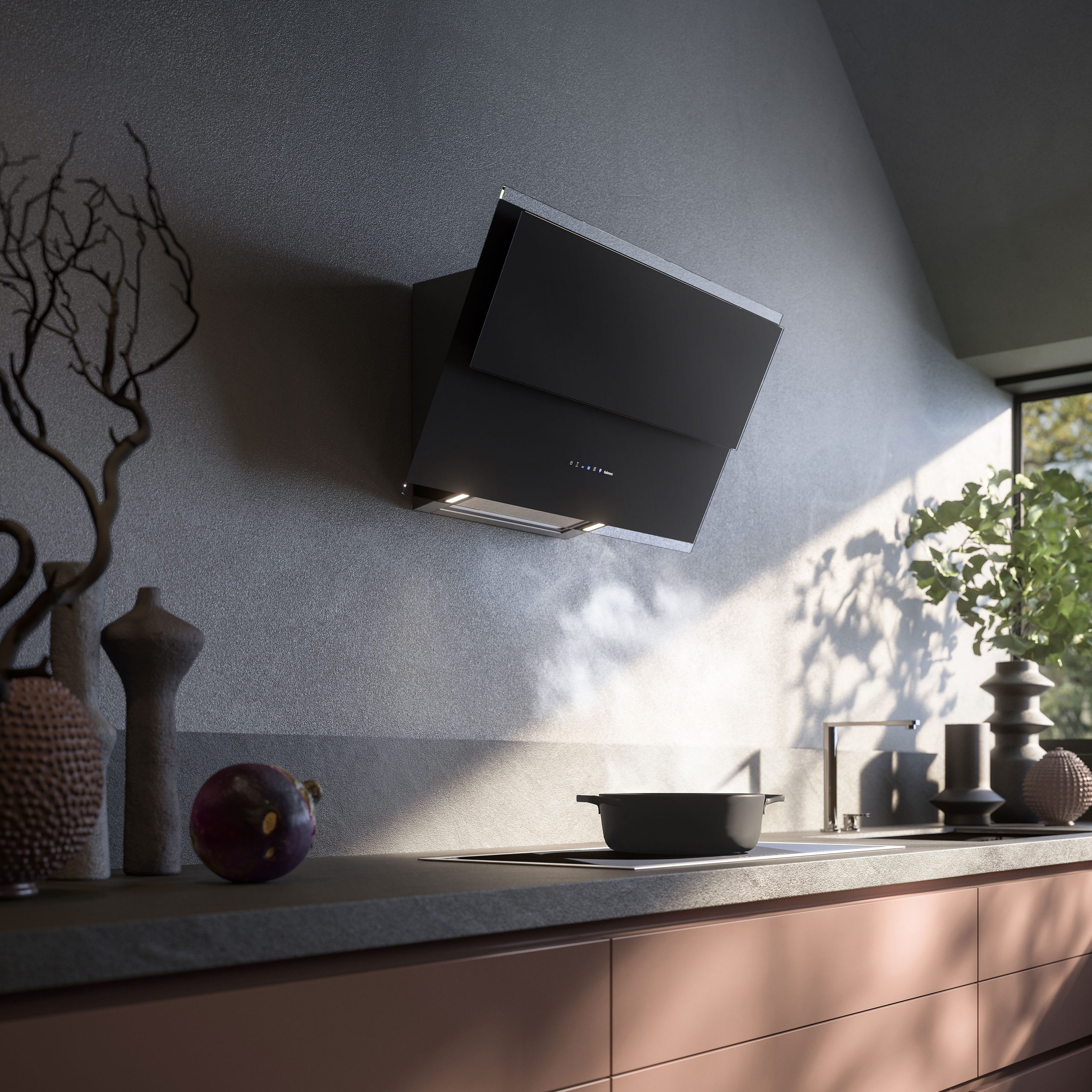 Falmec VERSO 55 cm fali páraelszívó, fekete üveg