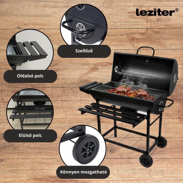 Faszenes kerti BBQ hengeres grillsütő - Image 5
