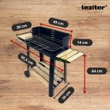 Téglalap alakú görgős faszenes grill - Image 3
