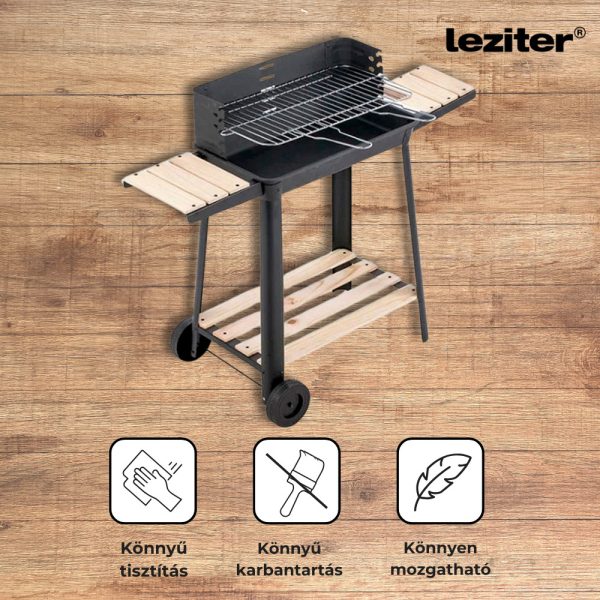 Téglalap alakú görgős faszenes grill - Image 4