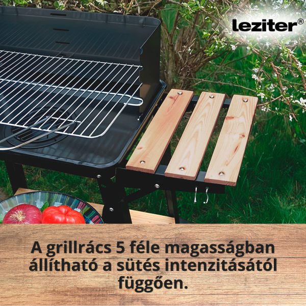Téglalap alakú görgős faszenes grill - Image 6