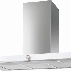 De Dietrich fali páraelszívó, kürtős, 90 cm, inox/fehér üveg front/réz díszítés