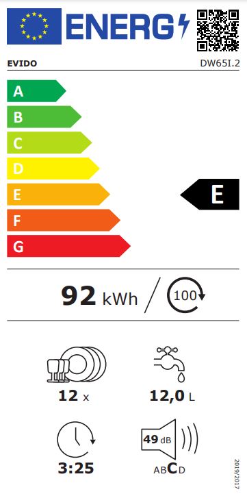 Evido AQUALIFE 60i teljesen integráltmosogatógép 60 cm E energiaosztály - DW65I-3 - Image 2
