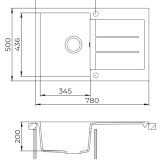 Evido Cubo 45S csepptálcás gránit mosogató 780 x 500 x 200 mm antracit - 105530 - Image 3