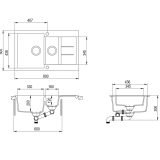 Evido Cubo 6S compact csepptálcás gyümölcsmosós gránit mosogató 800 x 500 x 200 mm avena - 105722 - Image 2