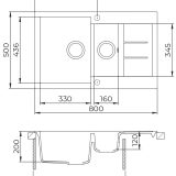 Evido Cubo 6S compact csepptálcás gyümölcsmosós gránit mosogató 800 x 500 x 200 mm bézs - 105572 - Image 3
