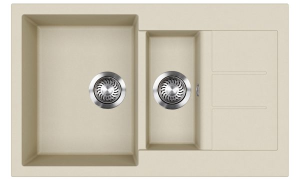 Evido Cubo 6S compact csepptálcás gyümölcsmosós gránit mosogató 800 x 500 x 200 mm bézs - 105572