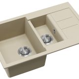 Evido Cubo 6S compact csepptálcás gyümölcsmosós gránit mosogató 800 x 500 x 200 mm bézs - 105572 - Image 2