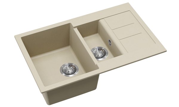 Evido Cubo 6S compact csepptálcás gyümölcsmosós gránit mosogató 800 x 500 x 200 mm bézs - 105572 - Image 2