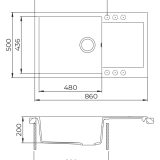 Evido Cubo XL 6S compact csepptálcás gránit mosogató 860 x 500 x 220 mm antracit - 105539 - Image 3