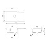 Evido Cubo XL 6S compact csepptálcás gránit mosogató 860 x 500 x 220 mm bézs - 105537 - Image 2