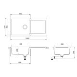 Evido Cubo XL 6S csepptálcás gránit mosogató 1000 x 500 x 200 mm bézs - 105534 - Image 2