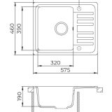 Evido Home 45S compact csepptálcás gránit mosogató 575 x 460 x 190 mm antracit - 105551 - Image 3
