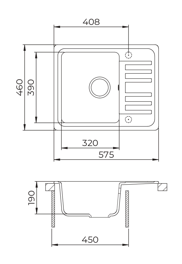 Evido Home 45S compact csepptálcás gránit mosogató 575 x 460 x 190 mm antracit - 105551 - Image 3