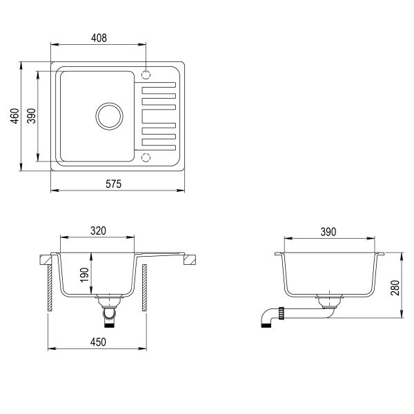 Evido Home 45S compact csepptálcás gránit mosogató 575 x 460 mm bézs - 105549 - Image 3