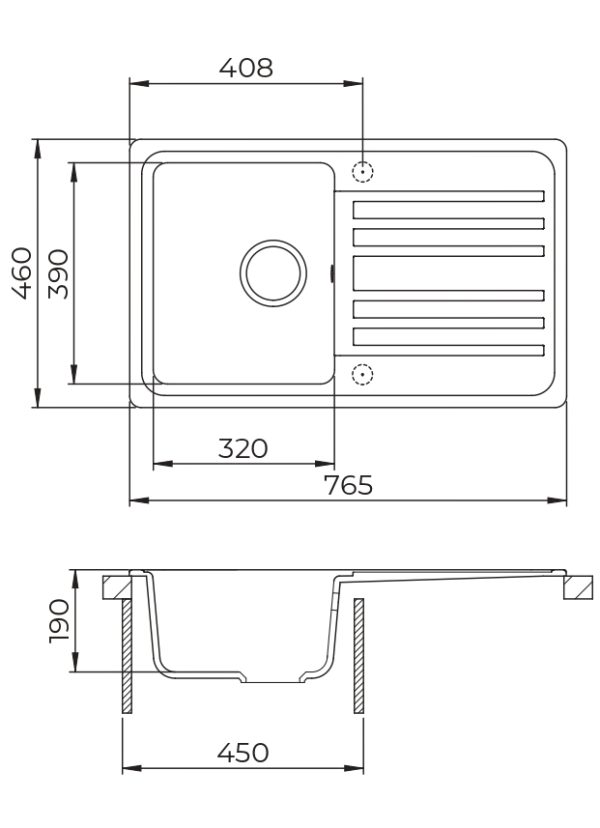 EVIDO Home 45S gránit mosogató, 765 x 460mm, platina színben - 442065 - Image 3