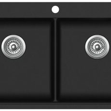 Evido Quadro 9 két medencés gránit mosogató 860 x 510 x 200 mm antracit - 105545