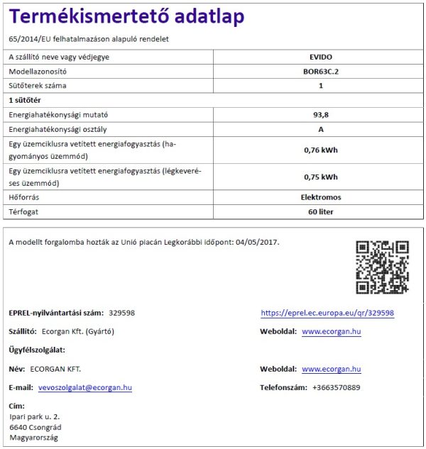 Evido RUSTIC-O 60C légkeveréses beépíthető sütő bézs színben, bronz színű kezelőgombokkal - BOR63C-2