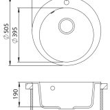 Evido Tondo kerek gránit mosogató Ø505 x 190 mm antracit - 105560 - Image 3