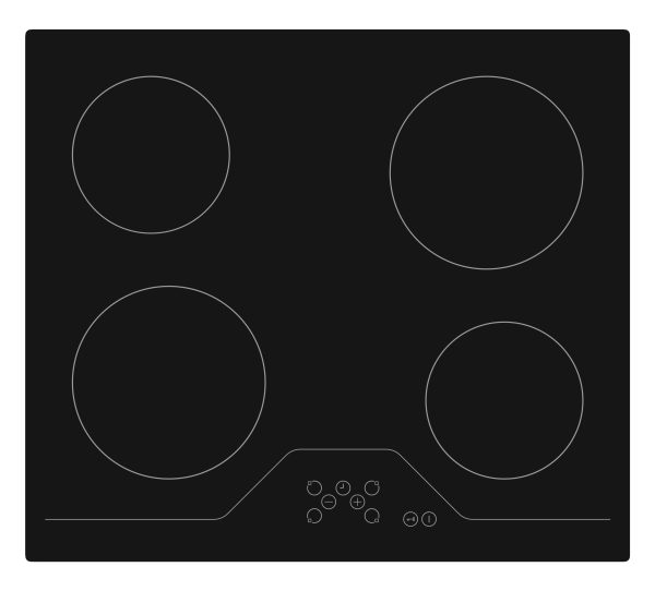 Evido VETRO 60CB üvegkerámia főzőlap 60 cm fekete - HVV6TB-4