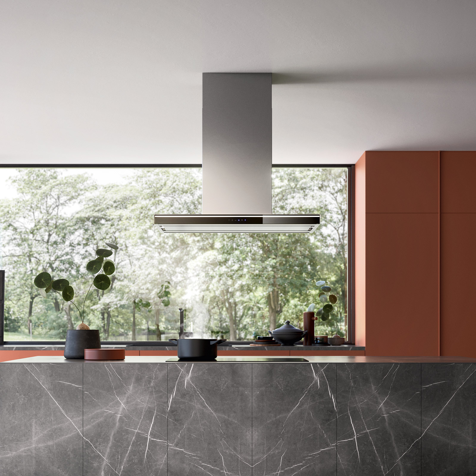 Falmec LUMINA NRS 90 cm sziget páraelszívó, inox/fekete üveg - Image 2