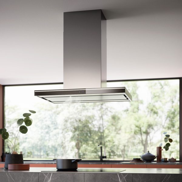 Falmec LUMINA NRS 90 cm sziget páraelszívó, inox/fekete üveg - Image 3