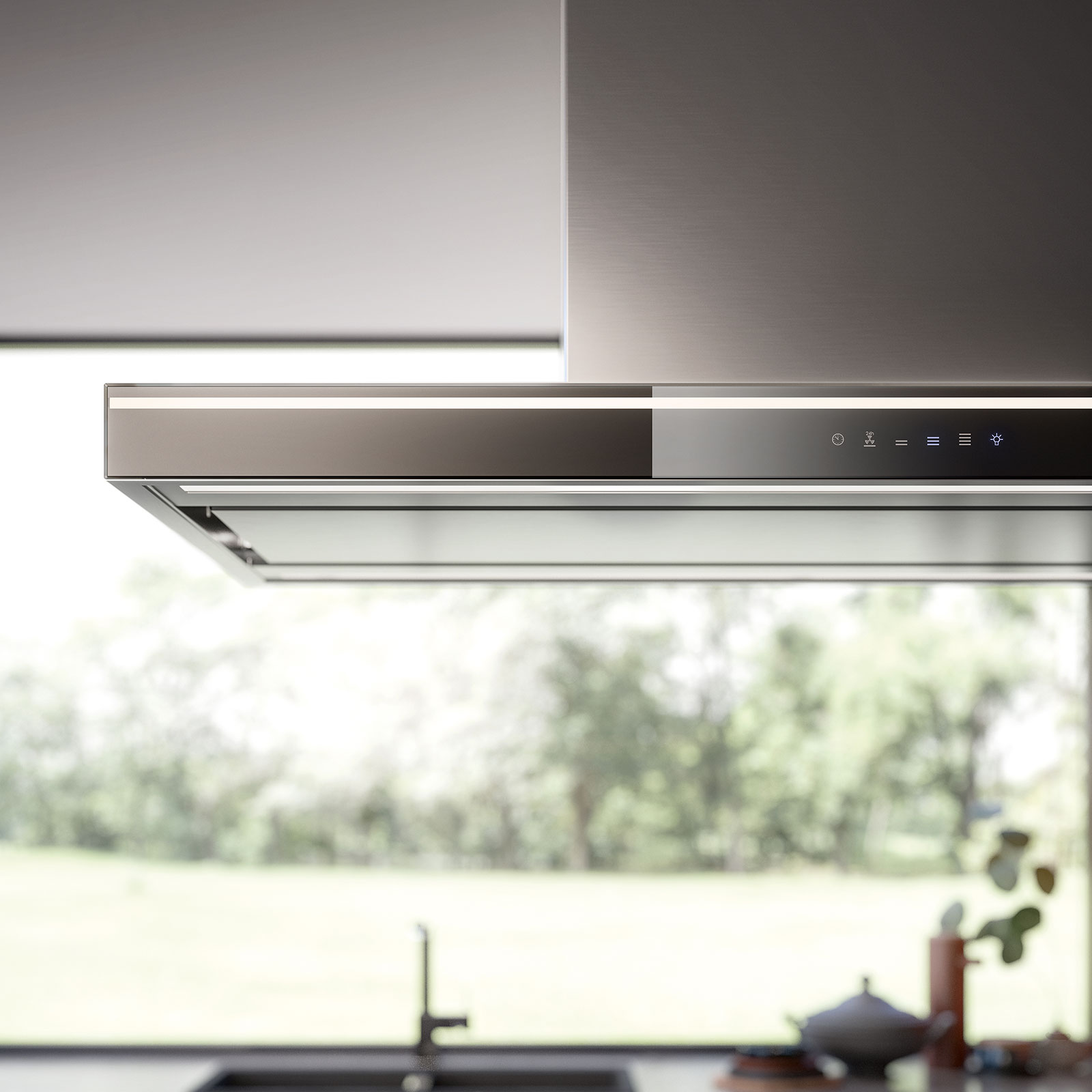 Falmec LUMINA NRS 90 cm sziget páraelszívó, inox/fekete üveg - Image 4