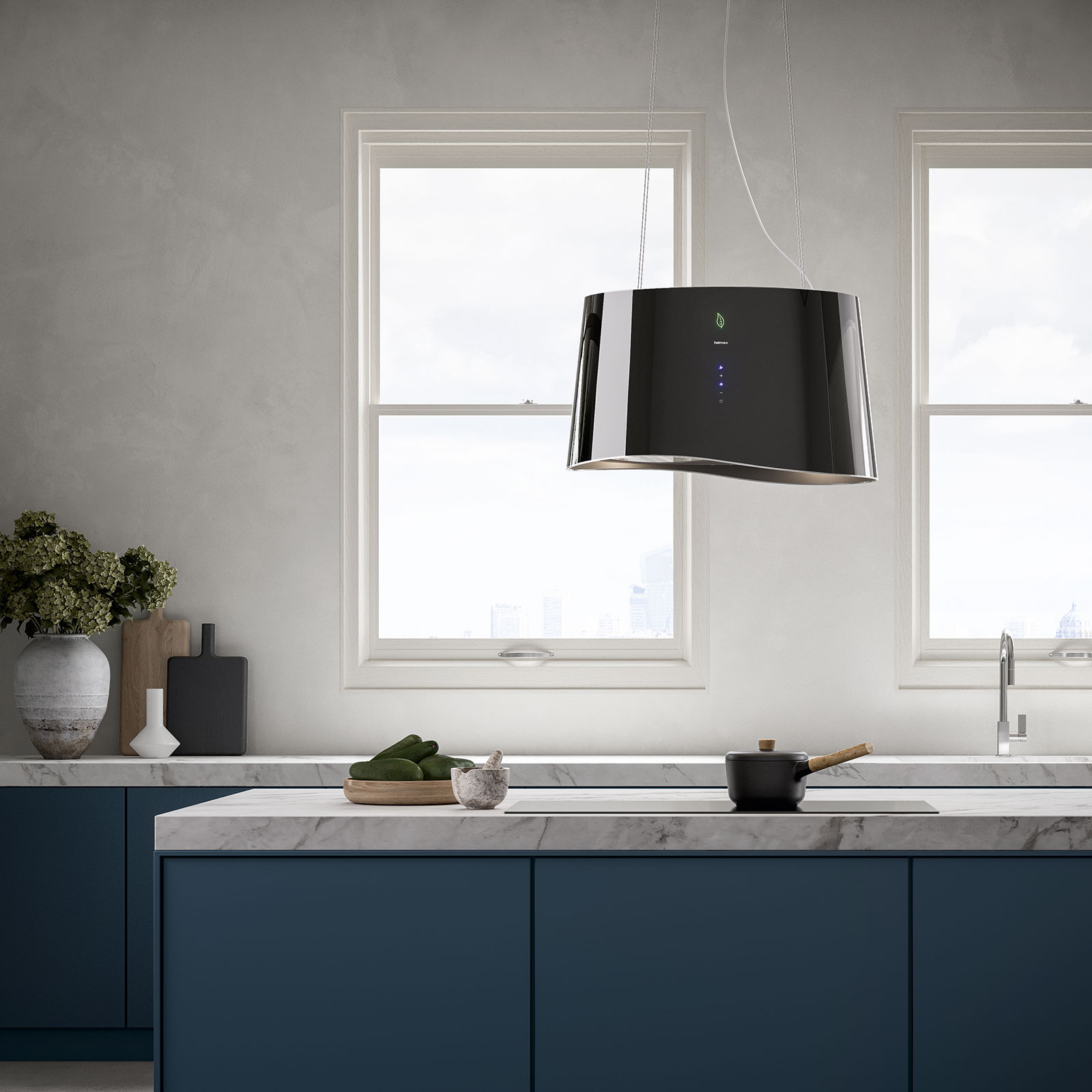 Falmec MARE E.ion 66 cm függesztett légtisztító, fekete üveg - Image 2