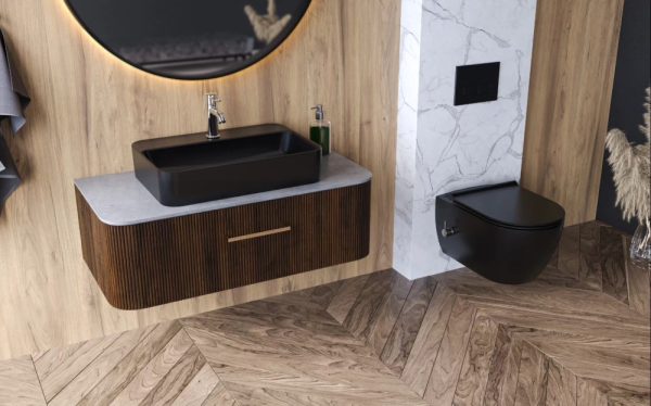 CeraStyle CITY fali WC - MATT FEKETE - BEÉPÍTETT bidé funkcióval - perem nélküli - mély öblítés - Image 3
