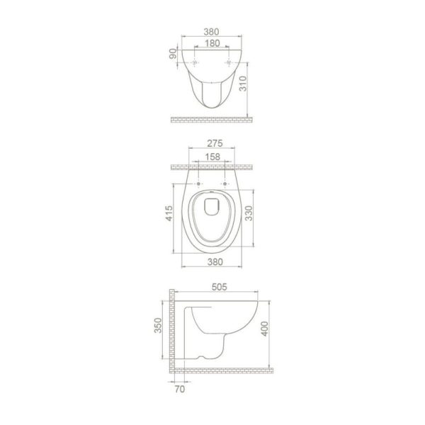CeraStyle LILA fali WC - VORTEX örvény öblítéses - mély öblítés - Image 6