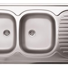 Livinox N-134BK teletetős rozsdamenetes kétmedencés csepptálcás mosogató (balos medence) 120 x 60 cm