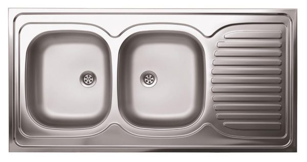 Livinox N-134BK teletetős rozsdamenetes kétmedencés csepptálcás mosogató (balos medence) 120 x 60 cm