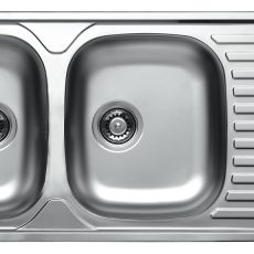 Livinox CLASSIC EC-138DK kétmedencés, szövetmintás, csepptálcás rozsdamentes mosogató 1160 x 500 x 150 mm