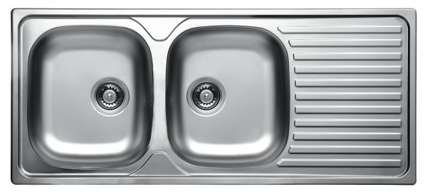 Livinox CLASSIC EC-138DK kétmedencés, szövetmintás, csepptálcás rozsdamentes mosogató 1160 x 500 x 150 mm