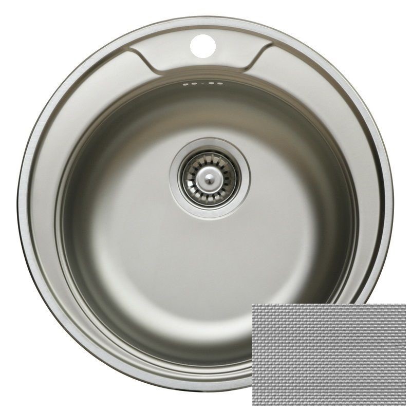 Livinox RONDO EC-145DK rozsdamentes karcálló szövetmintás egymedencés kör mosogató Ø490 mm - Image 2