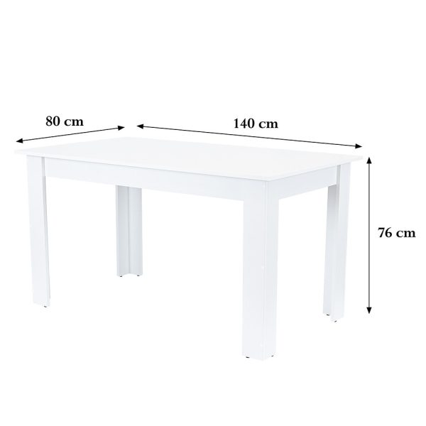 Yorki Standard étkezőasztal 140x80 cm fehér - Image 4
